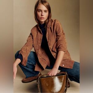 Sezane Will Jacket Camel Suede - Size M